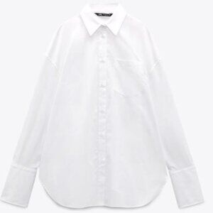 ZARA Oversized White Button-Down Shirt – Size M